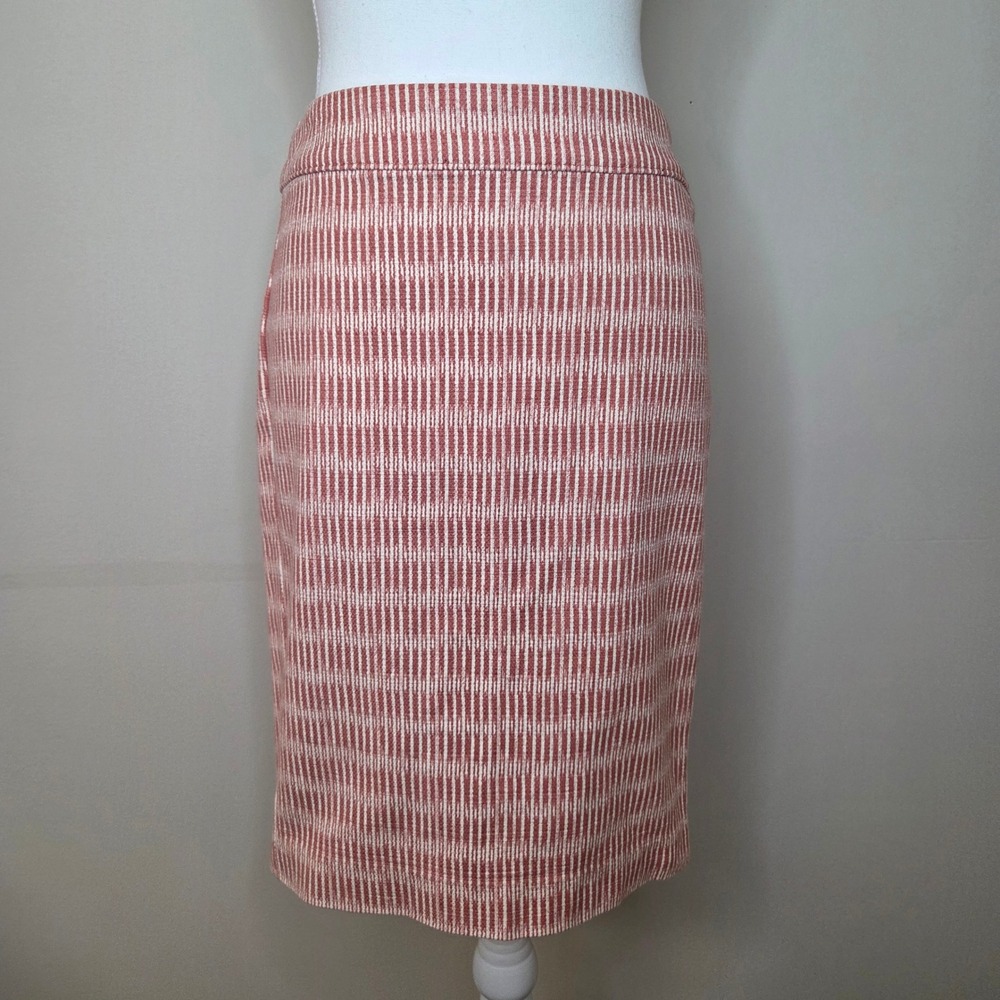 Loft Pink Textured Pencil Skirt Size 2 Cotton Stretch Workwear Professional